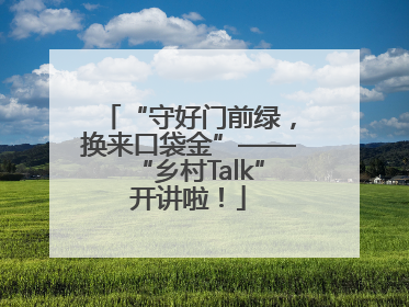 “守好门前绿，换来口袋金”——“乡村Talk”开讲啦！