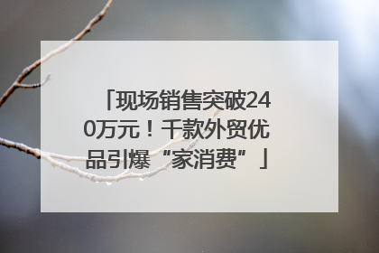现场销售突破240万元！千款外贸优品引爆“家消费”