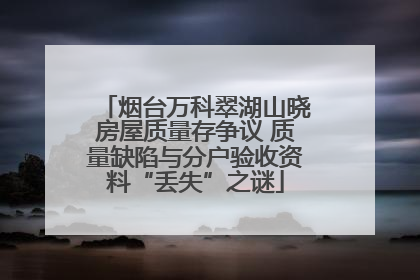 烟台万科翠湖山晓房屋质量存争议 质量缺陷与分户验收资料“丢失”之谜