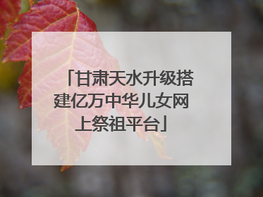 甘肃天水升级搭建亿万中华儿女网上祭祖平台