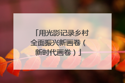 用光影记录乡村全面振兴新画卷（新时代画卷）