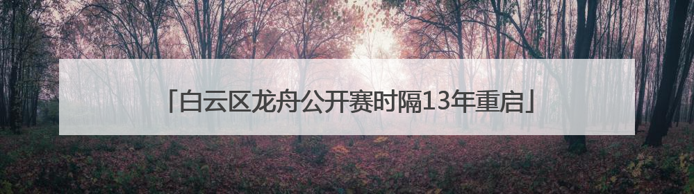 白云区龙舟公开赛时隔13年重启