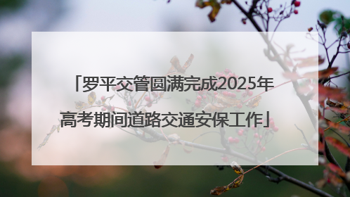 罗平交管圆满完成2025年高考期间道路交通安保工作