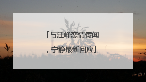 与汪峰恋情传闻，宁静最新回应