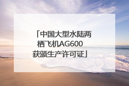 中国大型水陆两栖飞机AG600获颁生产许可证