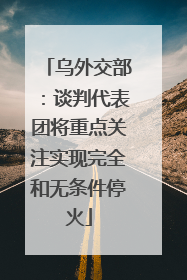 乌外交部：谈判代表团将重点关注实现完全和无条件停火