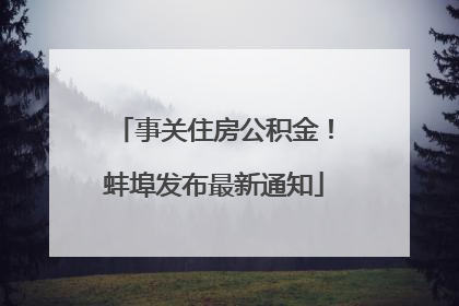 事关住房公积金！蚌埠发布最新通知