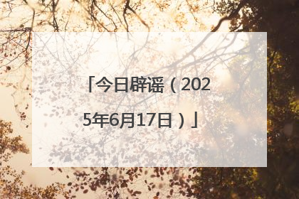 今日辟谣（2025年6月17日）