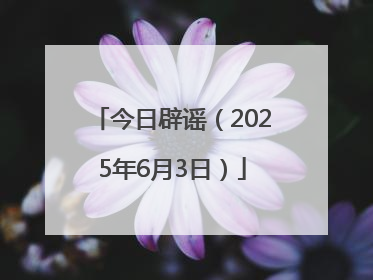 今日辟谣（2025年6月3日）