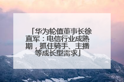 华为轮值董事长徐直军：电信行业成熟期，抓住骑手、主播等成长型需求