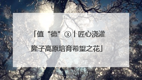 值“德”③丨匠心浇灌 隆子高原培育希望之花