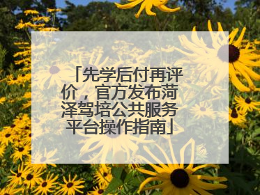 先学后付再评价，官方发布菏泽驾培公共服务平台操作指南