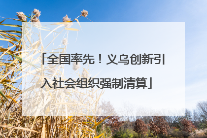 全国率先！义乌创新引入社会组织强制清算