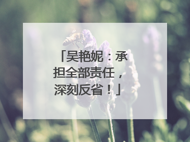 吴艳妮：承担全部责任，深刻反省！