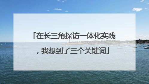 在长三角探访一体化实践，我想到了三个关键词