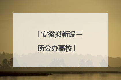 安徽拟新设三所公办高校