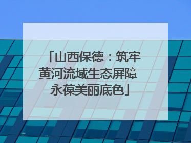 山西保德：筑牢黄河流域生态屏障 永葆美丽底色