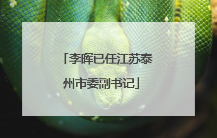李晖已任江苏泰州市委副书记