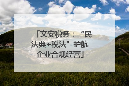 文安税务：“民法典+税法”护航企业合规经营