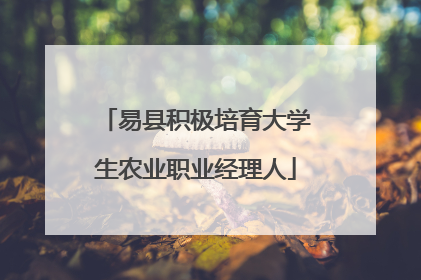 易县积极培育大学生农业职业经理人