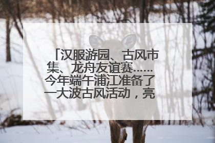 汉服游园、古风市集、龙舟友谊赛……今年端午浦江准备了一大波古风活动，亮点抢先知→