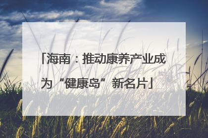 海南：推动康养产业成为“健康岛”新名片