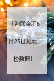 海联金汇6月25日龙虎榜数据