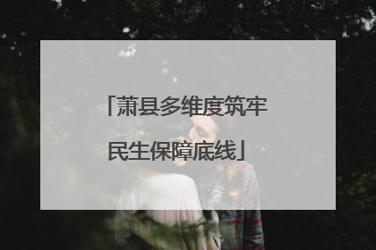 萧县多维度筑牢民生保障底线