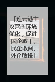 连云港主攻营商环境优化，促进国企敢干、民企敢闯、外企敢投