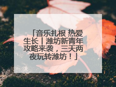 音乐扎根 热爱生长丨潍坊新青年攻略来袭，三天两夜玩转潍坊！