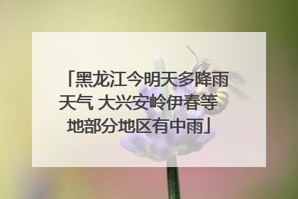黑龙江今明天多降雨天气 大兴安岭伊春等地部分地区有中雨