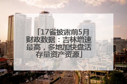 17省披露前5月财政数据：吉林增速最高，多地加快盘活存量资产资源