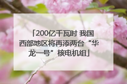 200亿千瓦时 我国西部地区将再添两台“华龙一号”核电机组