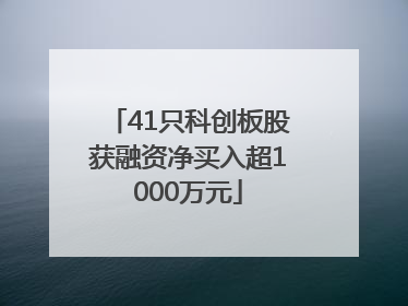 41只科创板股获融资净买入超1000万元